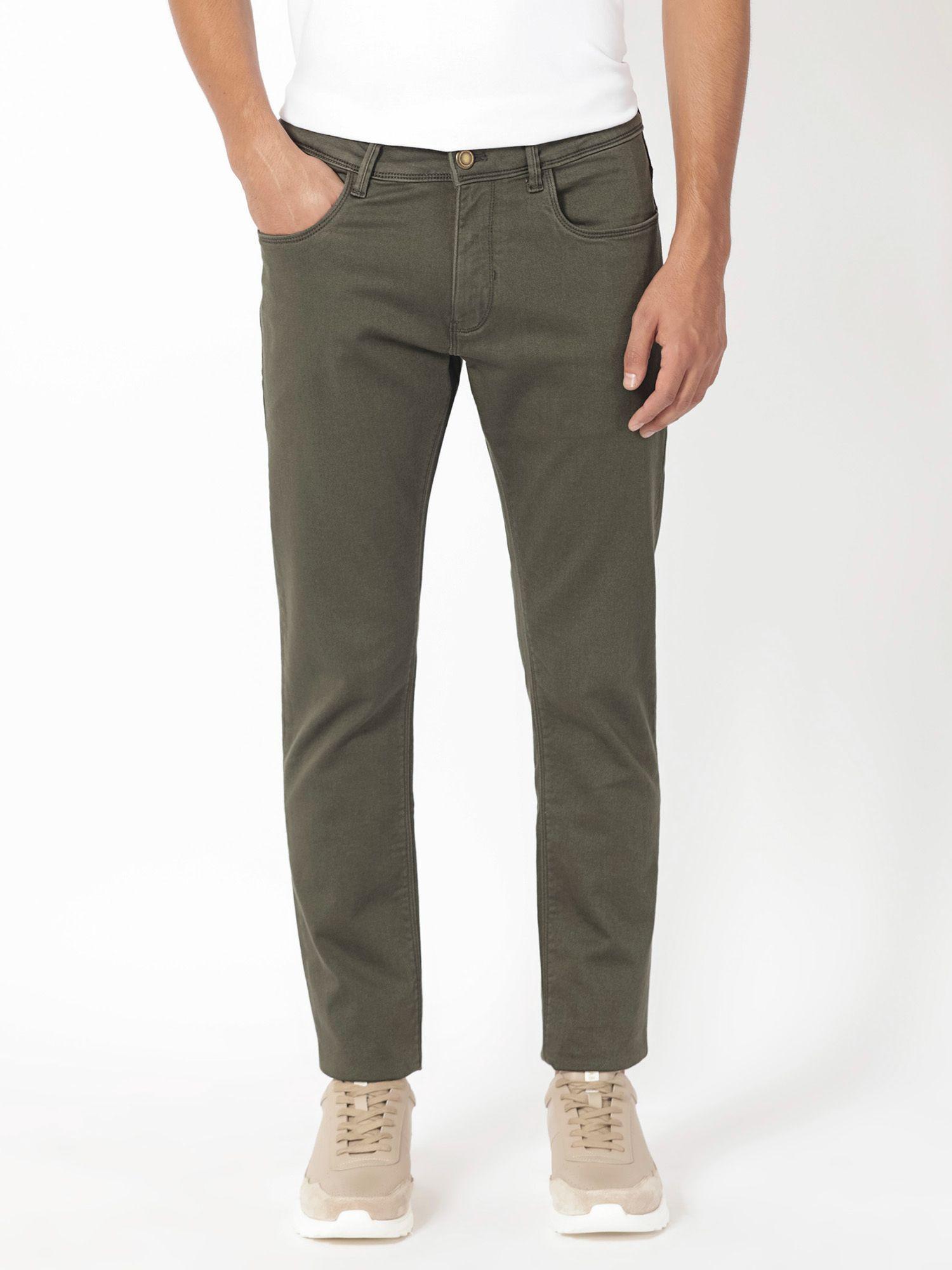 essen dark olive solid jeans