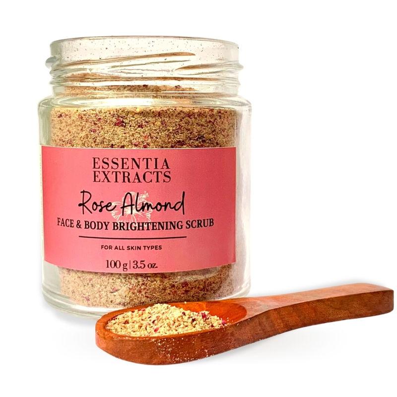 essentia extracts rose almond face & body brightening scrub