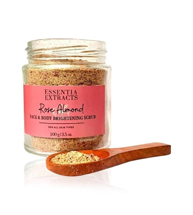 essentia extracts rose almond face & body exfoliating scrub - 100 gm