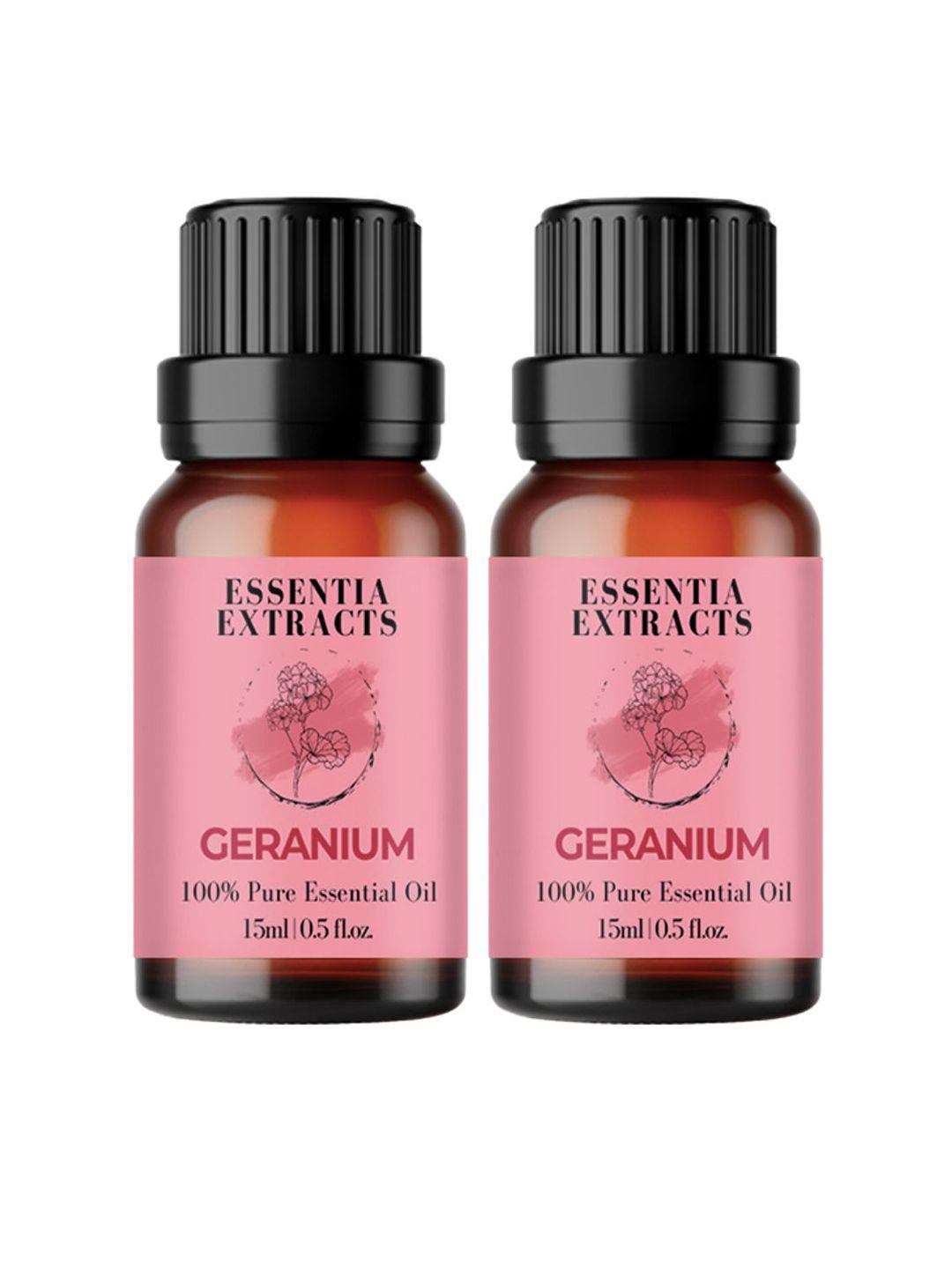 essentia extracts set of 2 pure geranium essential oils to fight acne breakouts- 15ml each
