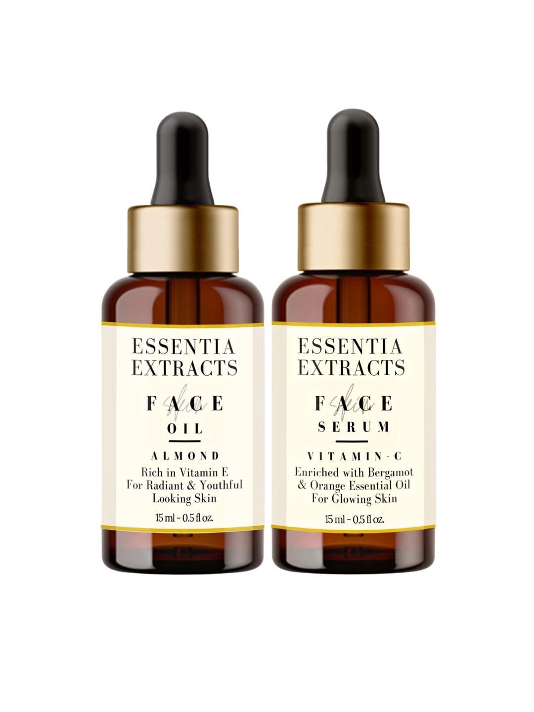 essentia extracts set of almond face oil & vitamin c face serum - 15 ml each
