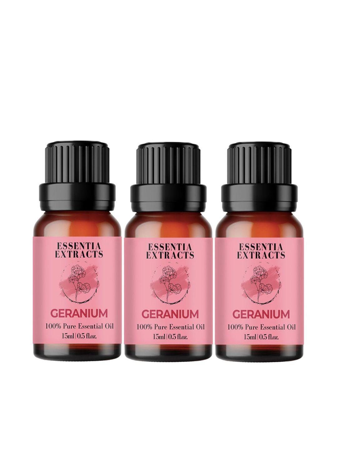 essentia extracts set of 3 pure geranium essential oils to fight acne breakouts- 15ml each