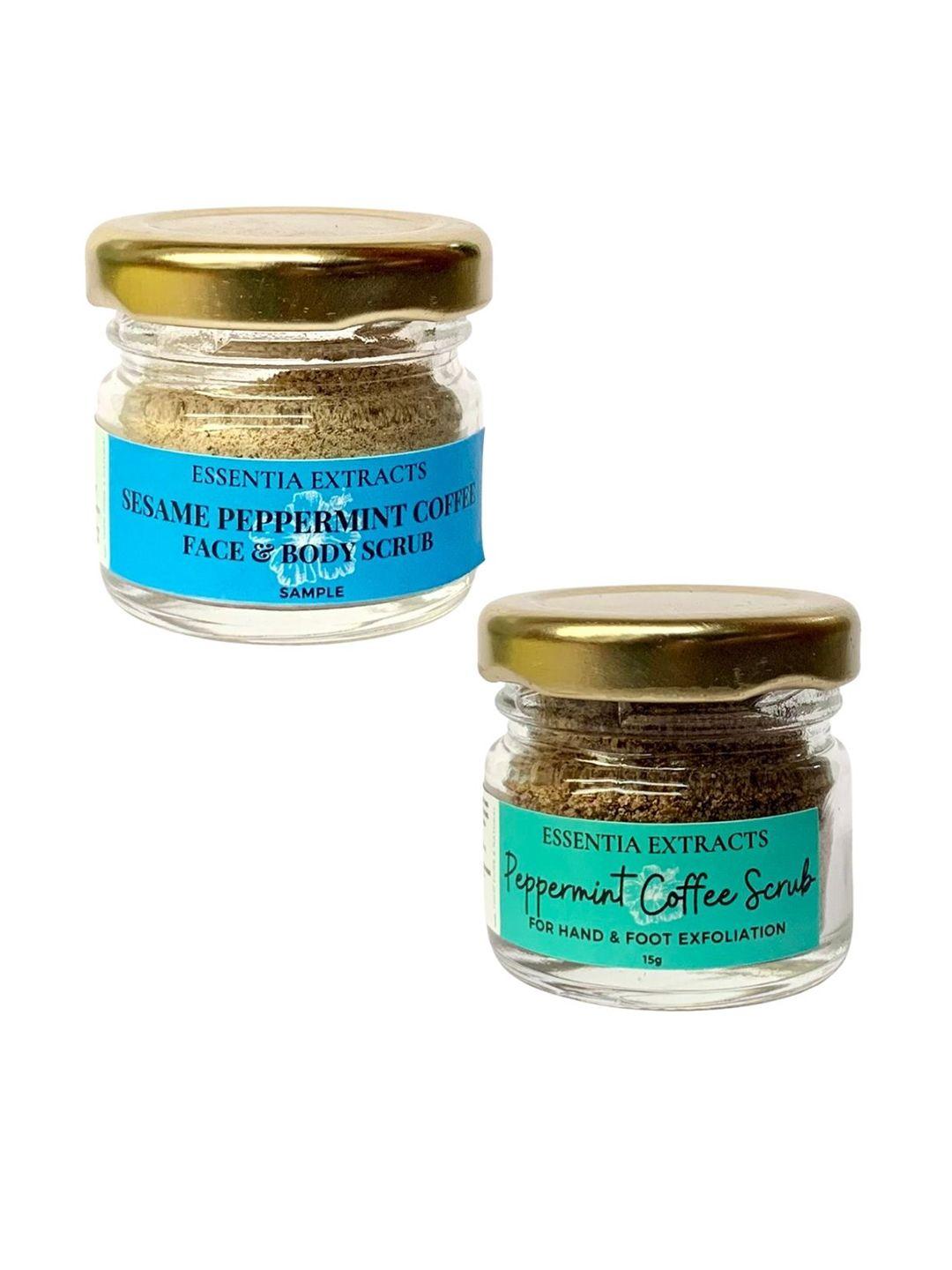 essentia extracts set of peppermint coffee scrub & sesame peppermint coffee scrub 15g each