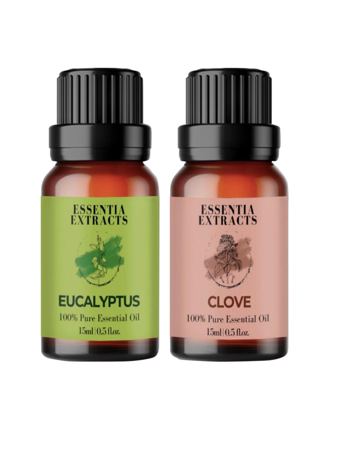 essentia extracts set of pure eucalyptus & clove essential oils - 15 ml each