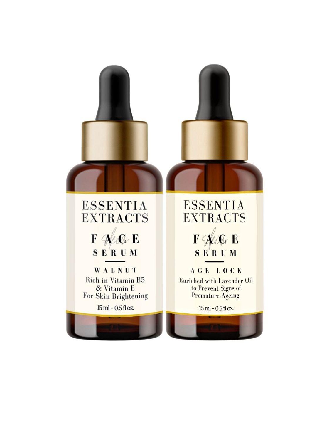 essentia extracts set of walnut & age-lock face serum 15 ml each