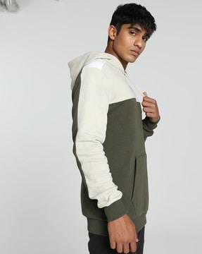 essential colourblock regular fit hooded sweatshirt