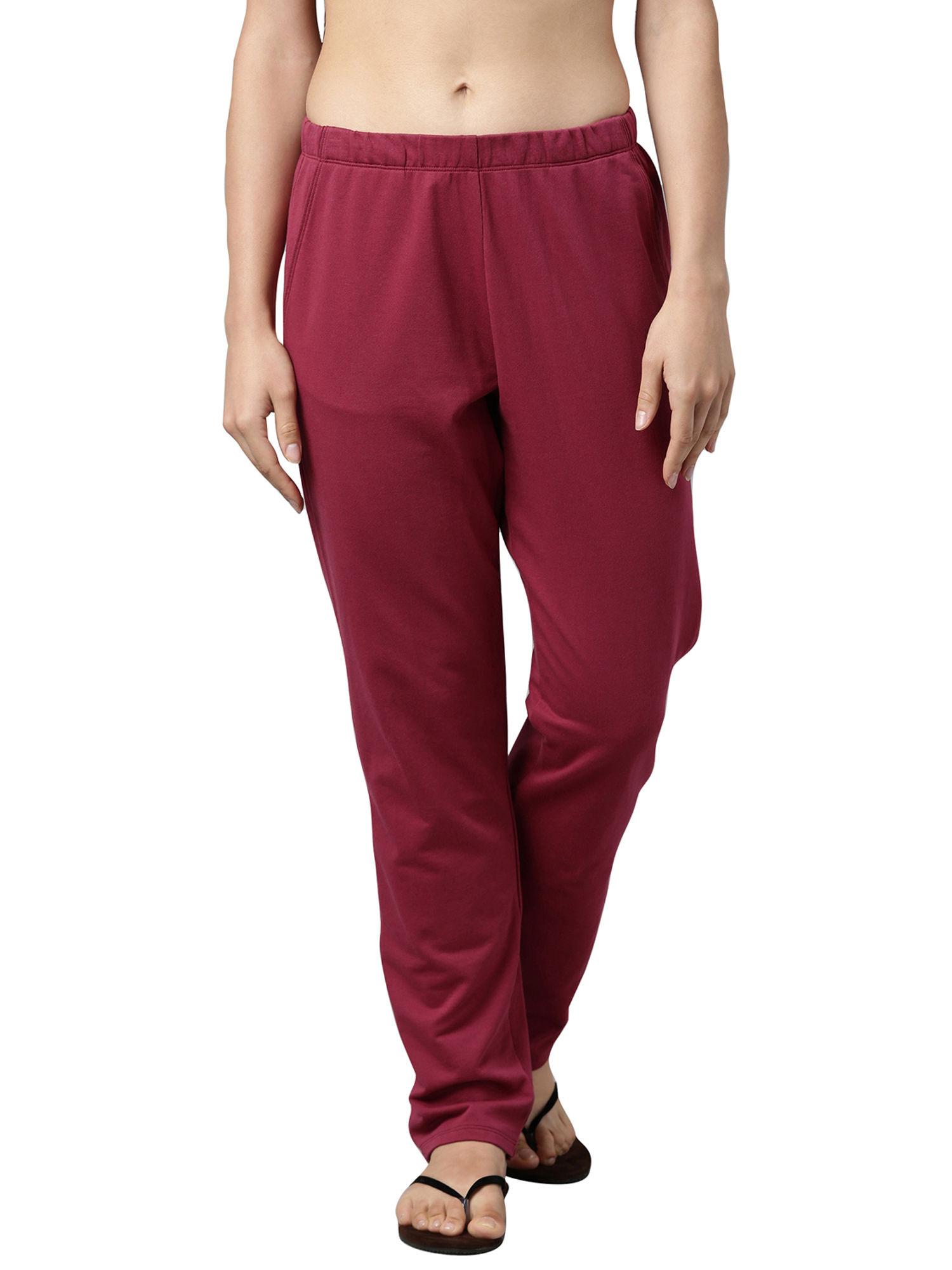 essential cotton terry lounge pants - maroon