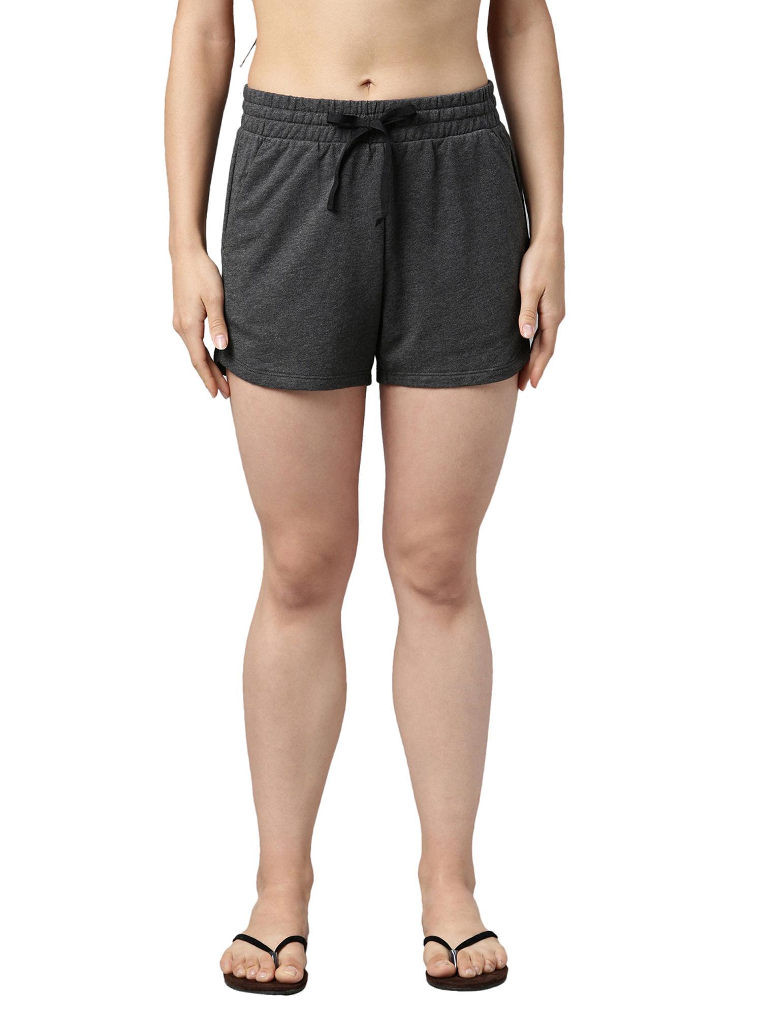 essential cotton terry shorts - grey