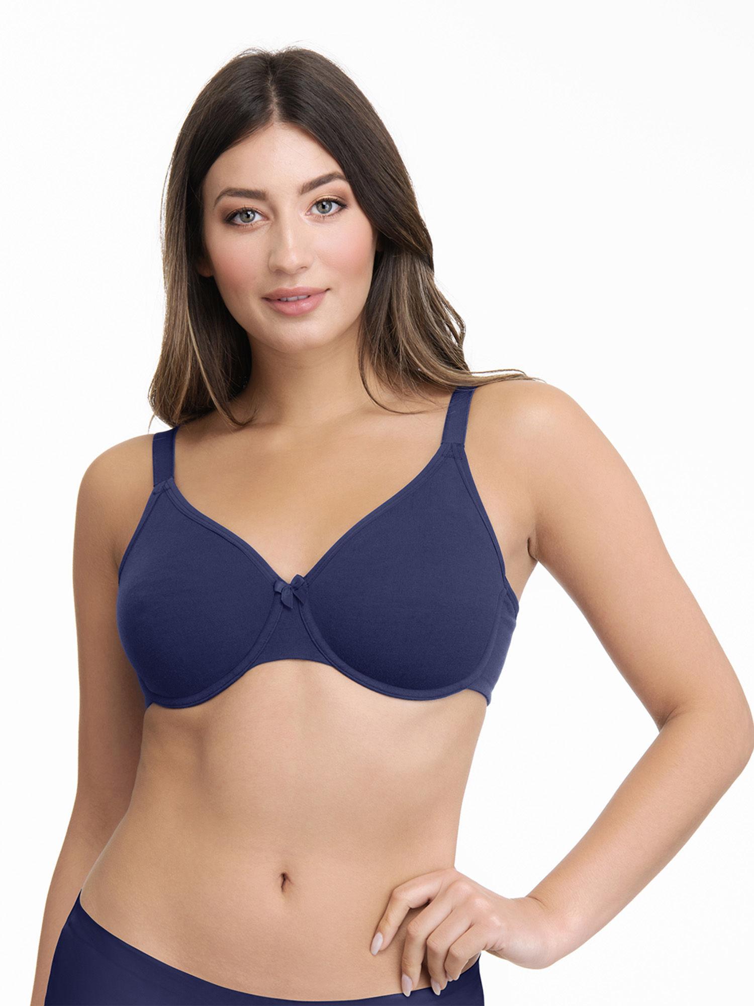 essential cotton wired bra - blue