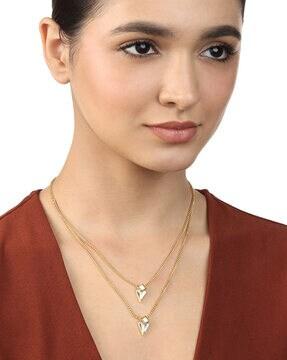 essential mirror pearl duo gold-plated layered necklace