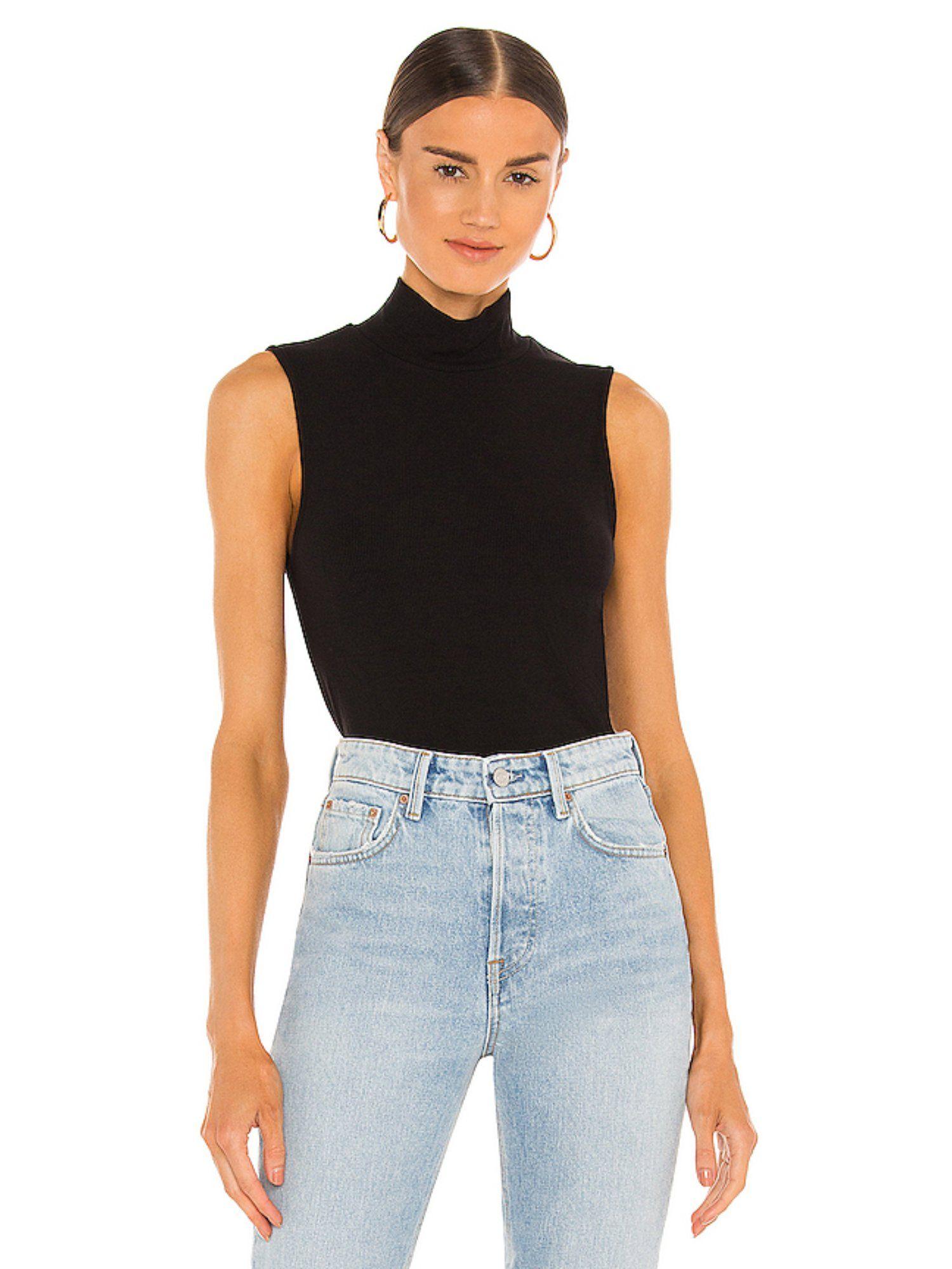 essential sleeveless mock neck top