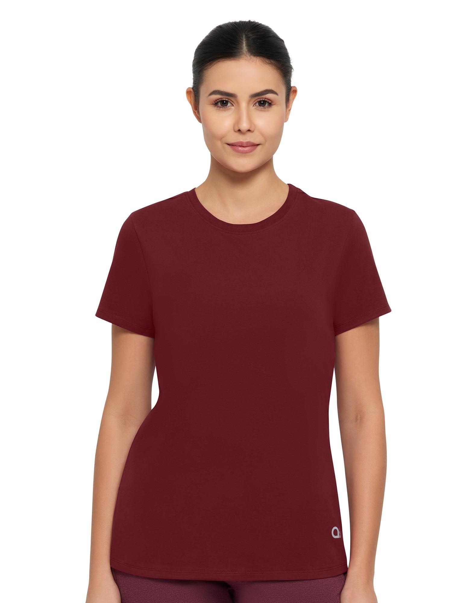 essential solid crew neck short sleeve t-shirt-maroon