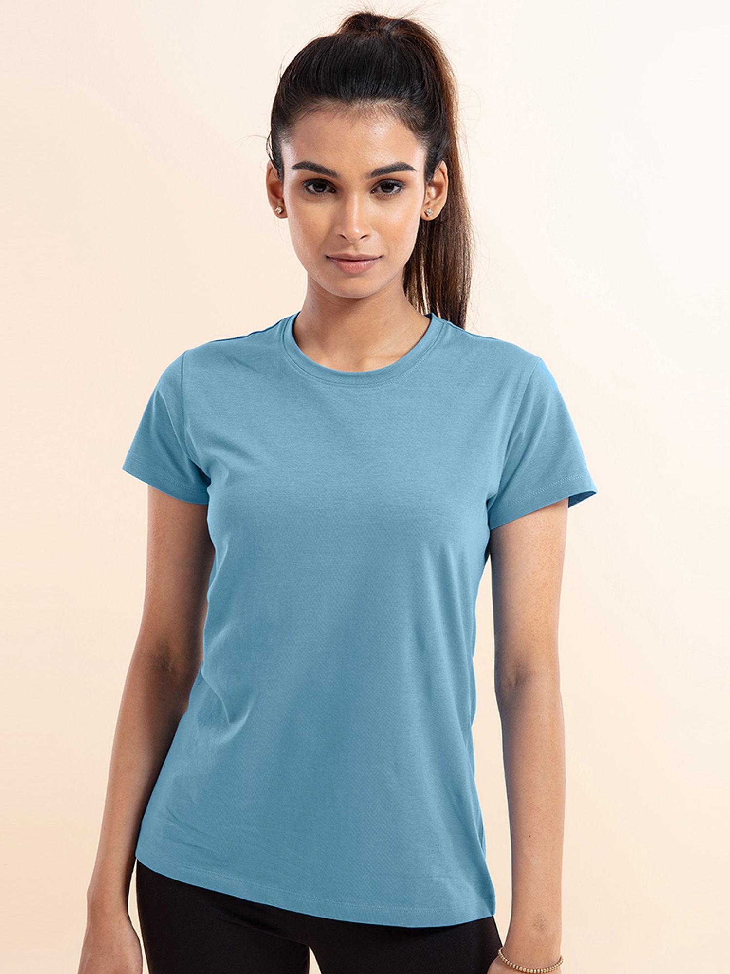 essential stretch cotton tee in relaxed fit , nykd all day-nyle216 - aquamarine