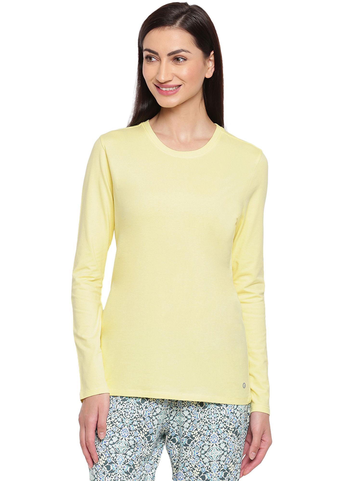 essentials e057 womens slim fit cotton spandex basic tee - yellow