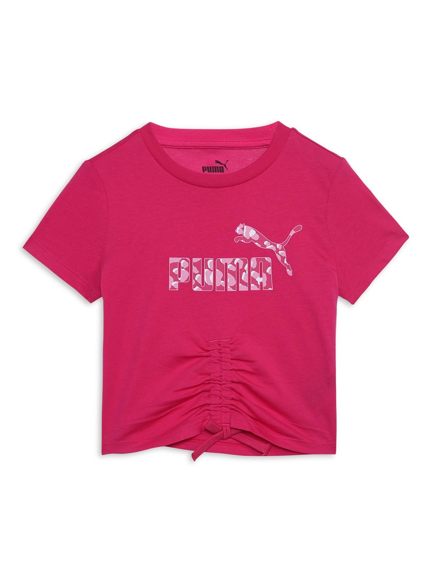 essentials animal knotted girls pink t-shirt
