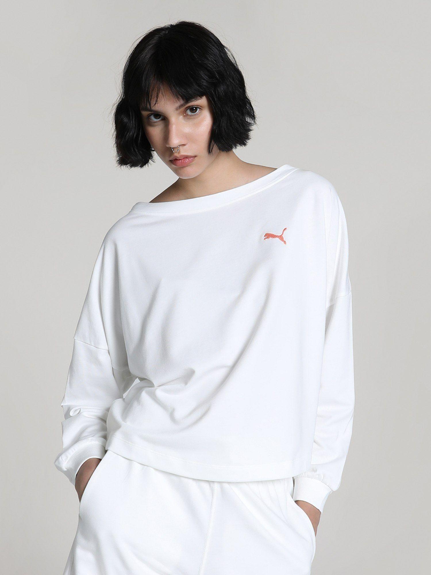 essentials cross back crew women white sweatshirt