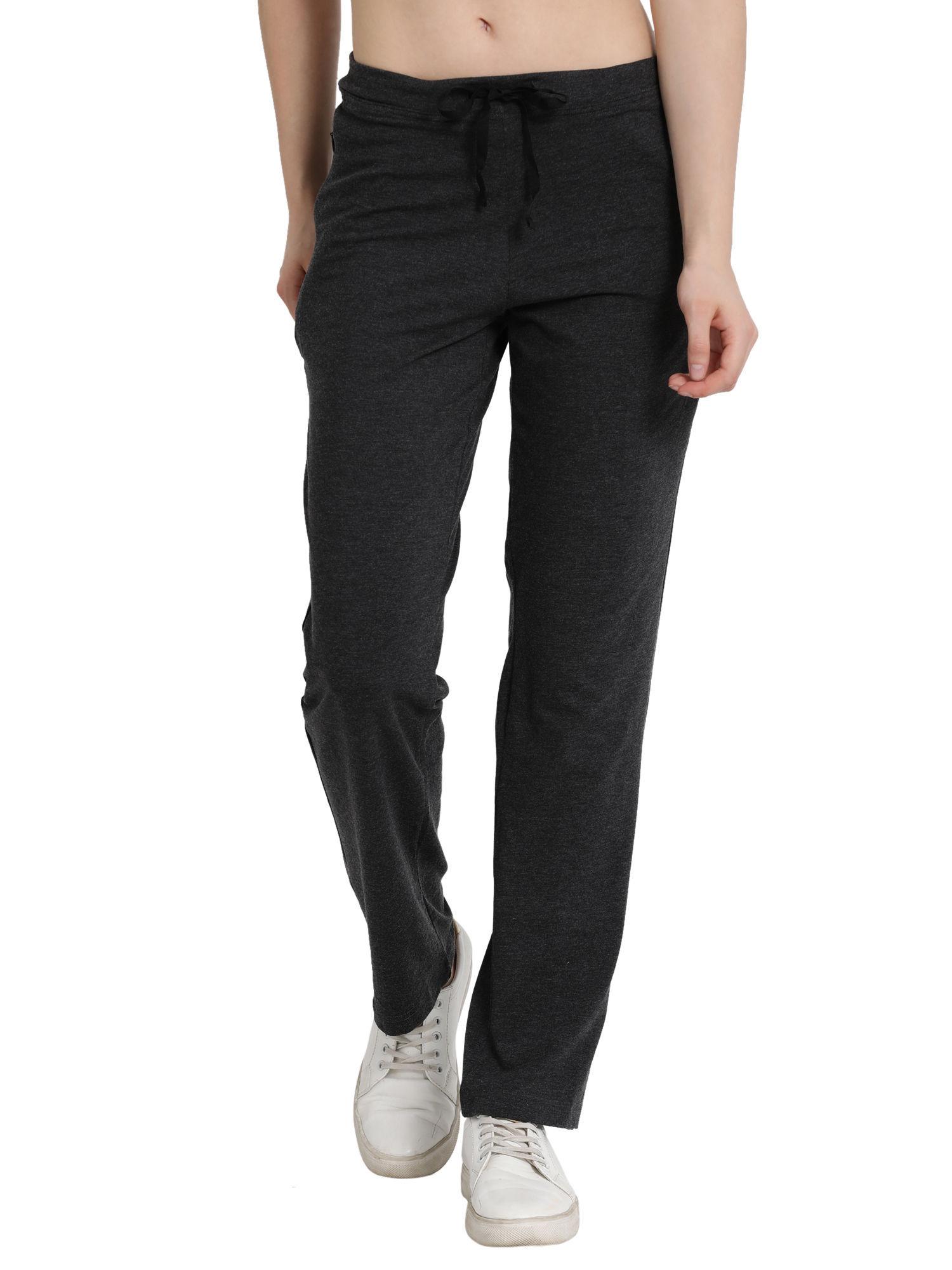 essentials e014 women's cotton lounge pants - charcoalmelange