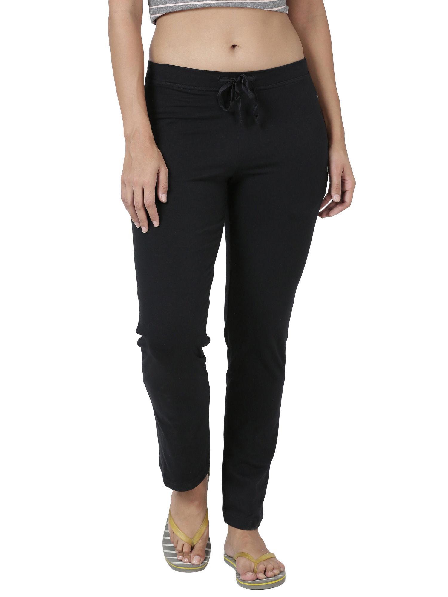 essentials e014 women's cotton lounge pants - jet black