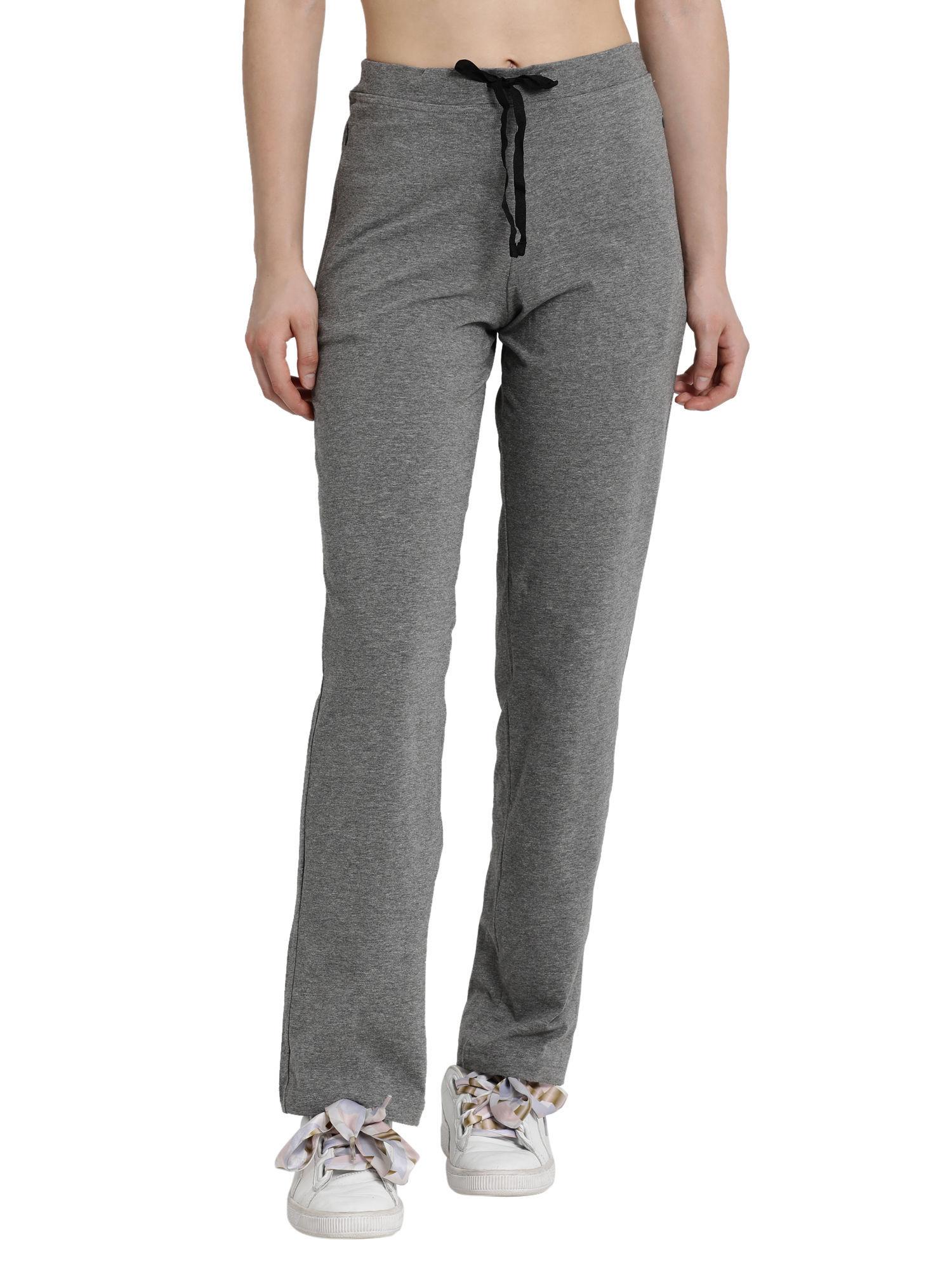 essentials e014 women's cotton lounge pants - mediumgrey melange