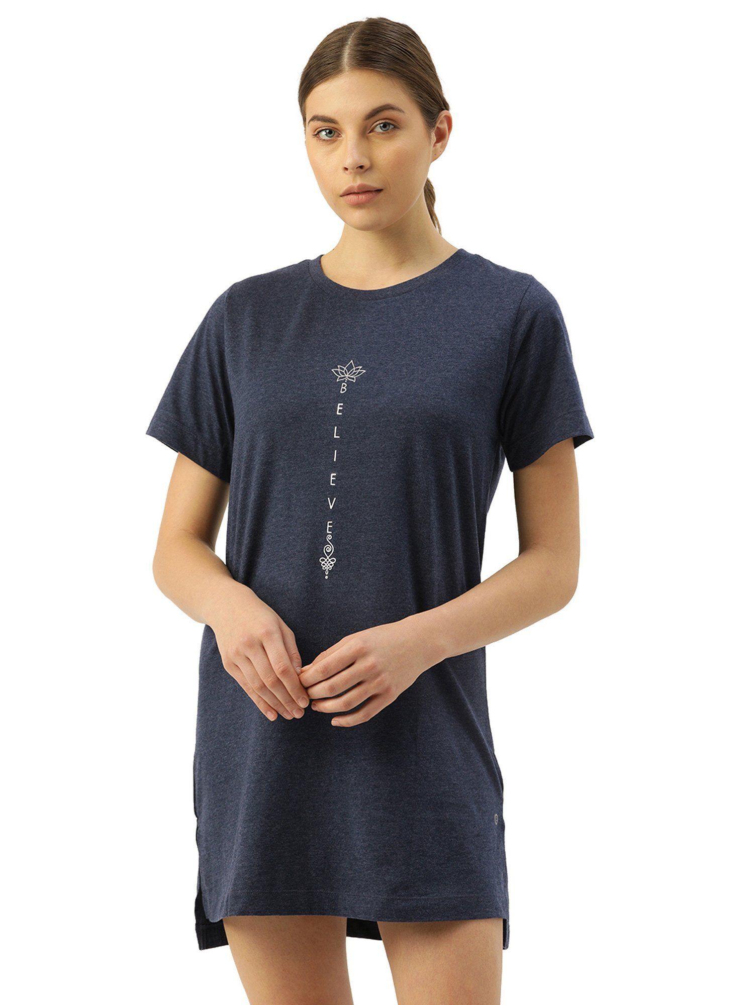essentials e061 women's relaxed fit tunic tee - blue