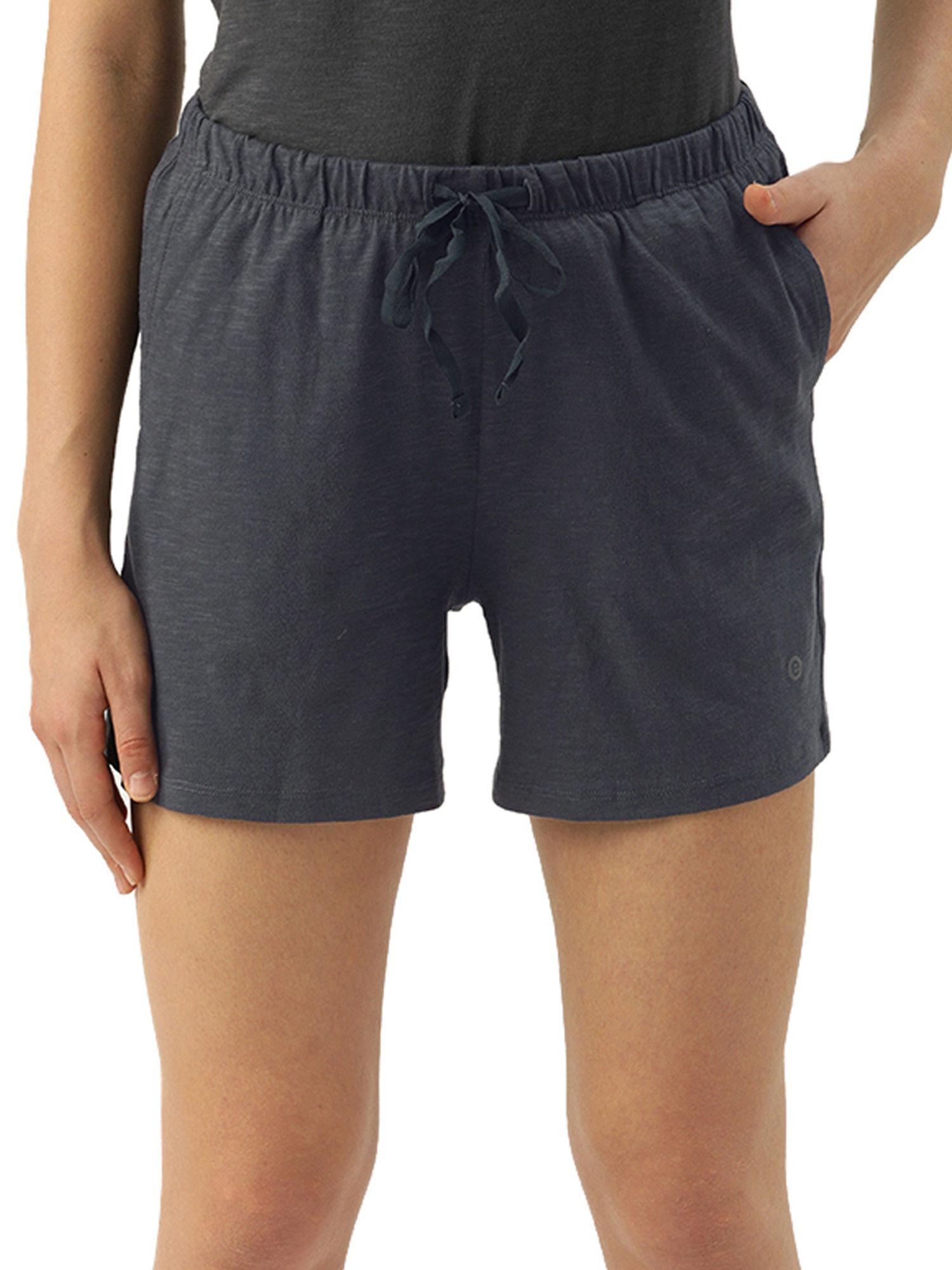 essentials e062 women's relaxed fit basic cotton shorts - blue