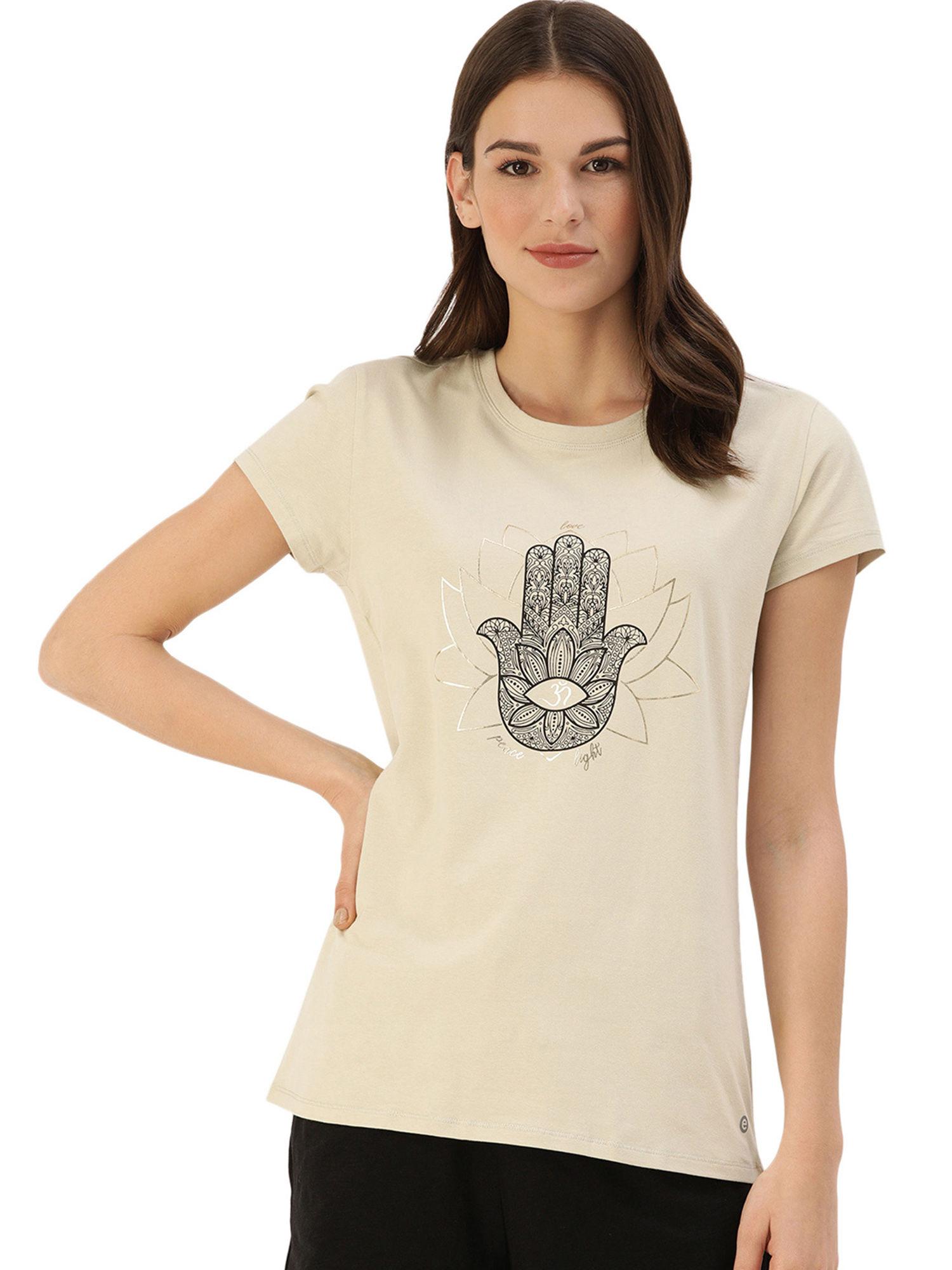 essentials e147 women's slim fit stretch cotton jersey tee - nude