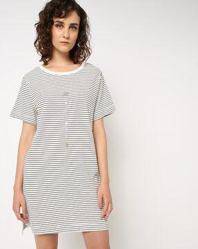 essentials ea61 striped boat-neck t-shirt dress