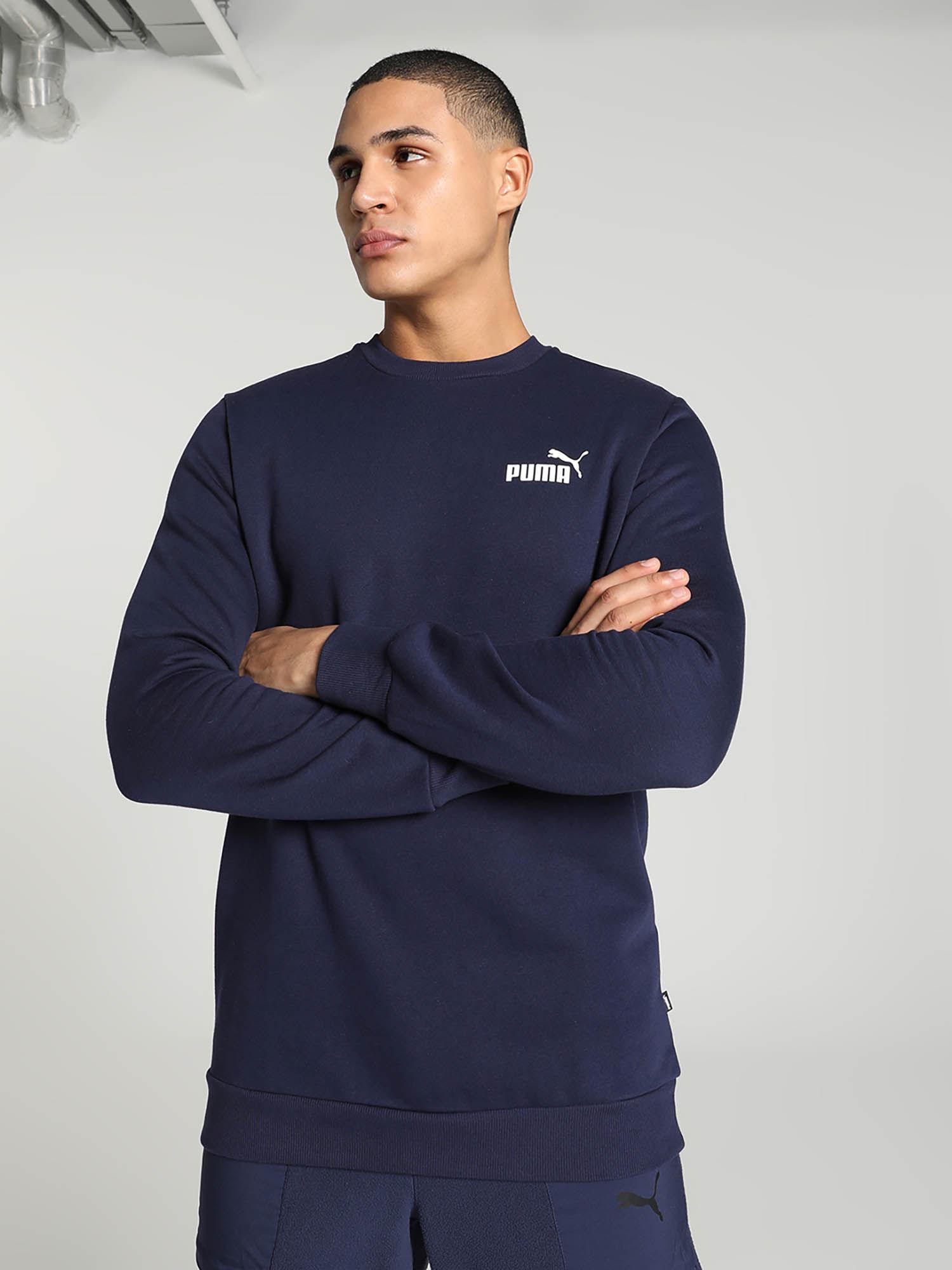 essentials logo crew fl men blue sweatshirt