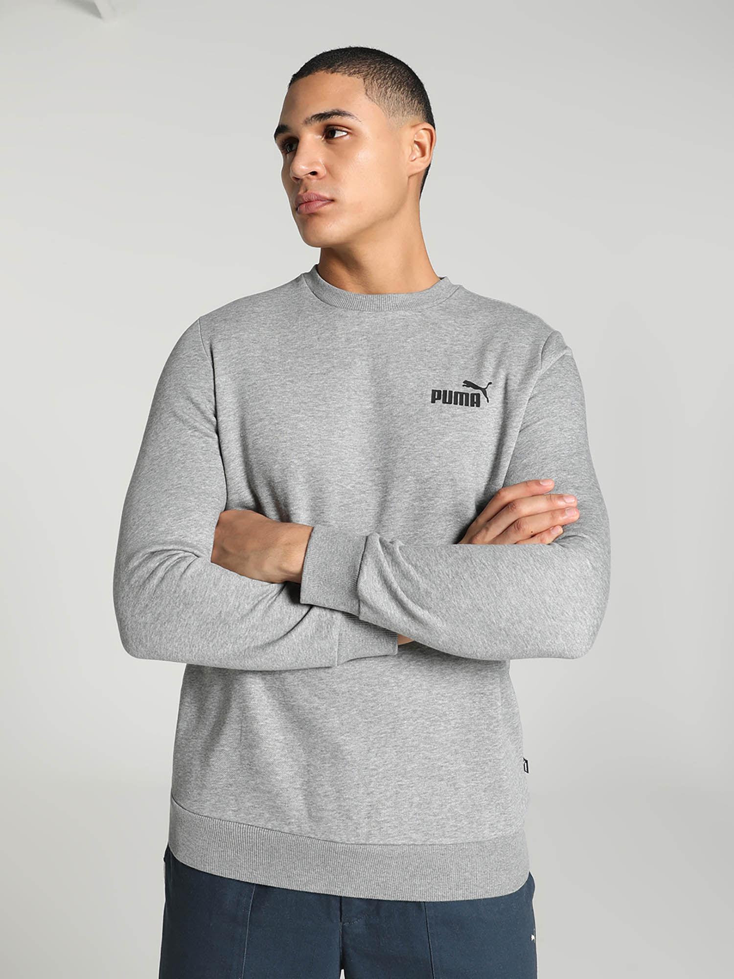 essentials logo crew fl men grey sweatshirt