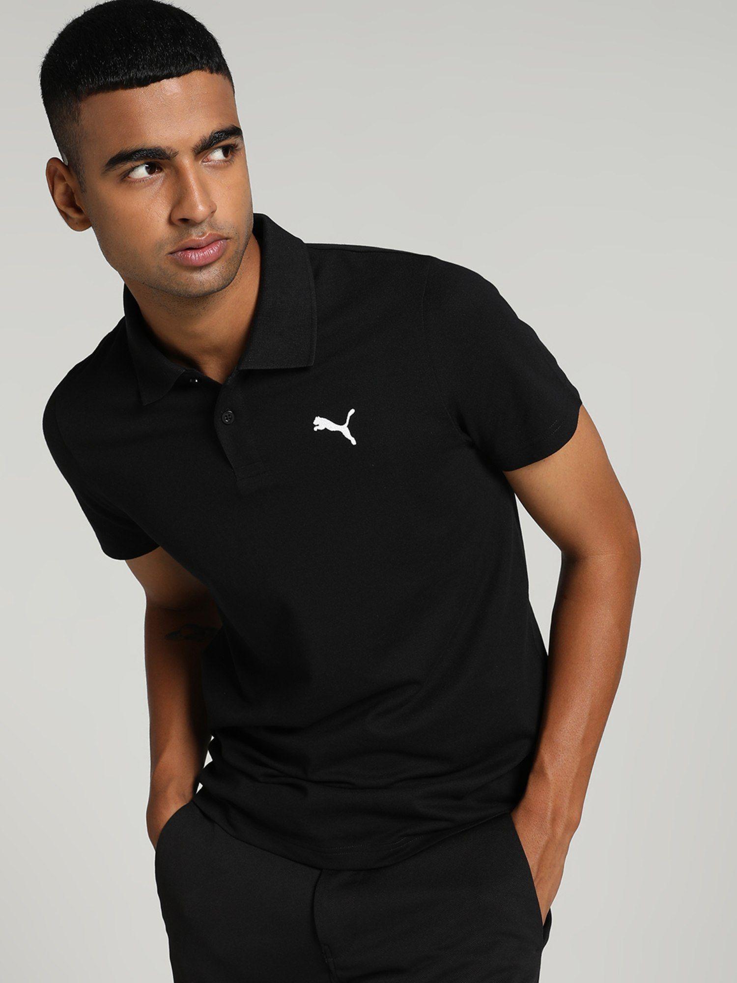 essentials men black polo t-shirt