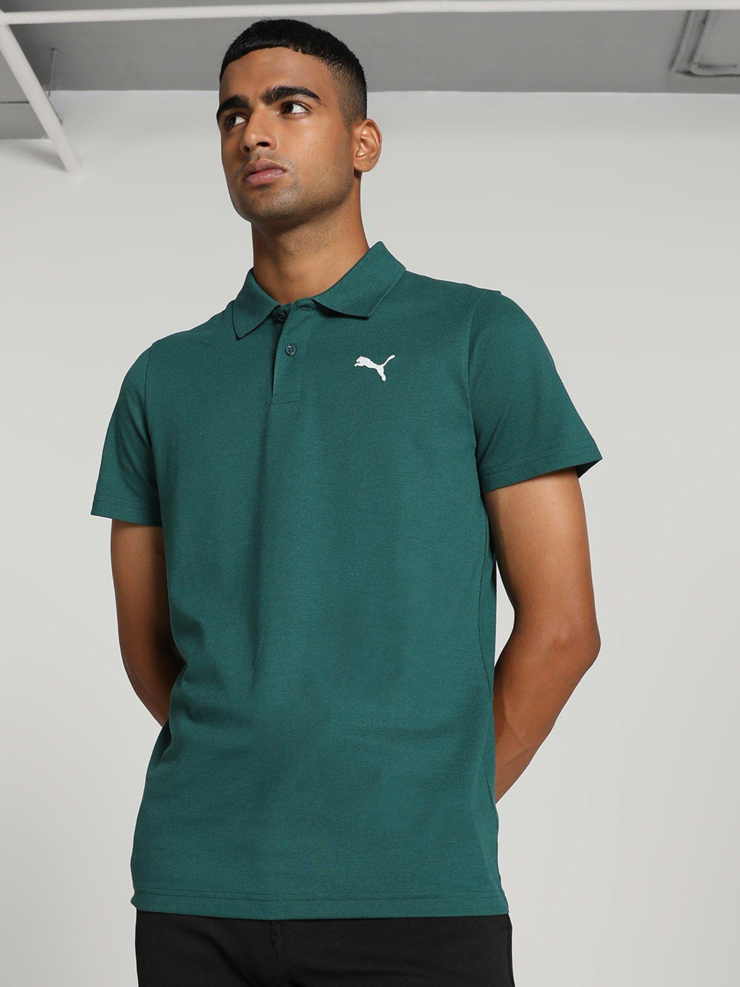 essentials men green polo t-shirt