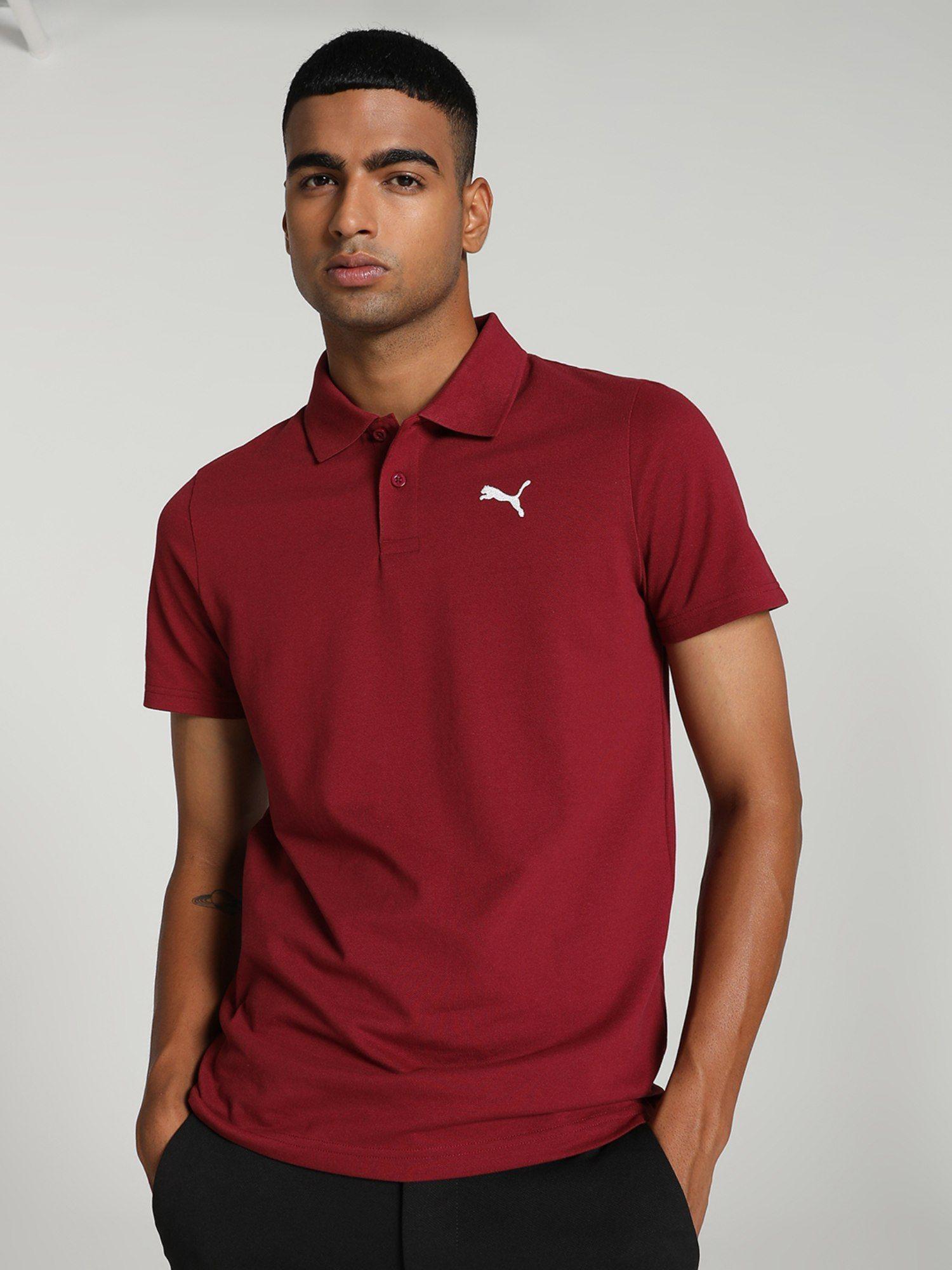 essentials men red polo t-shirt