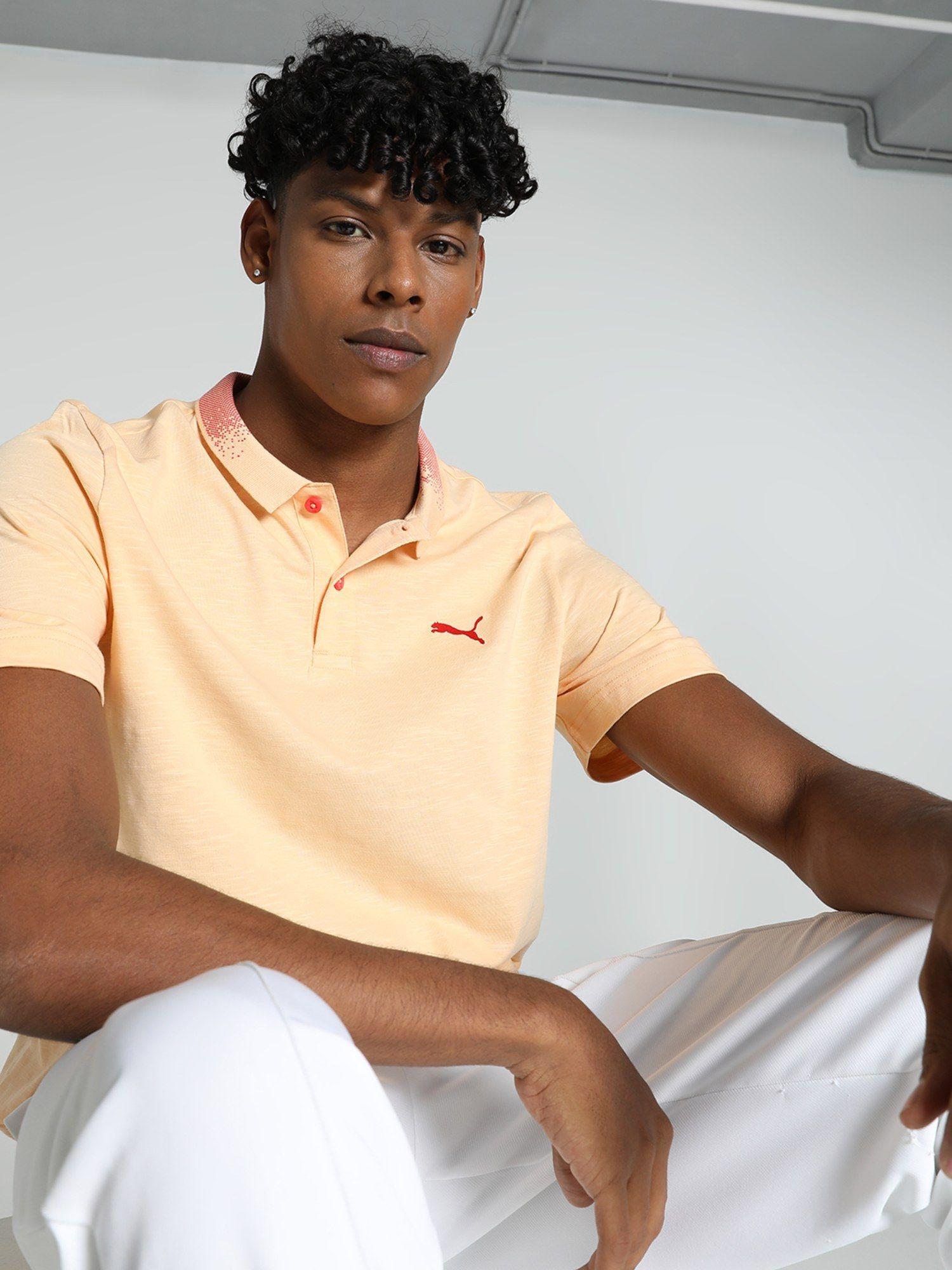 essentials slub polo mens orange t-shirt