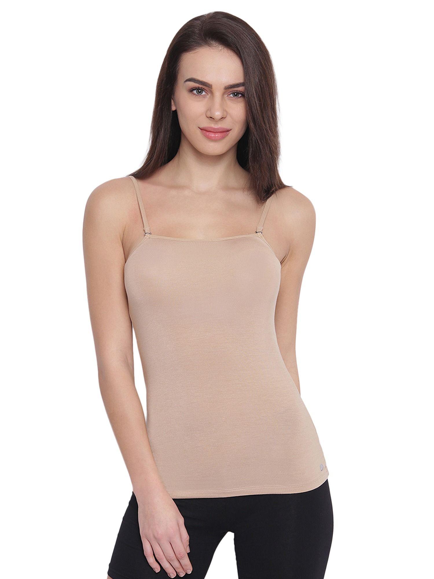 essentials womens e007-sleeveless slim fit camisole beige