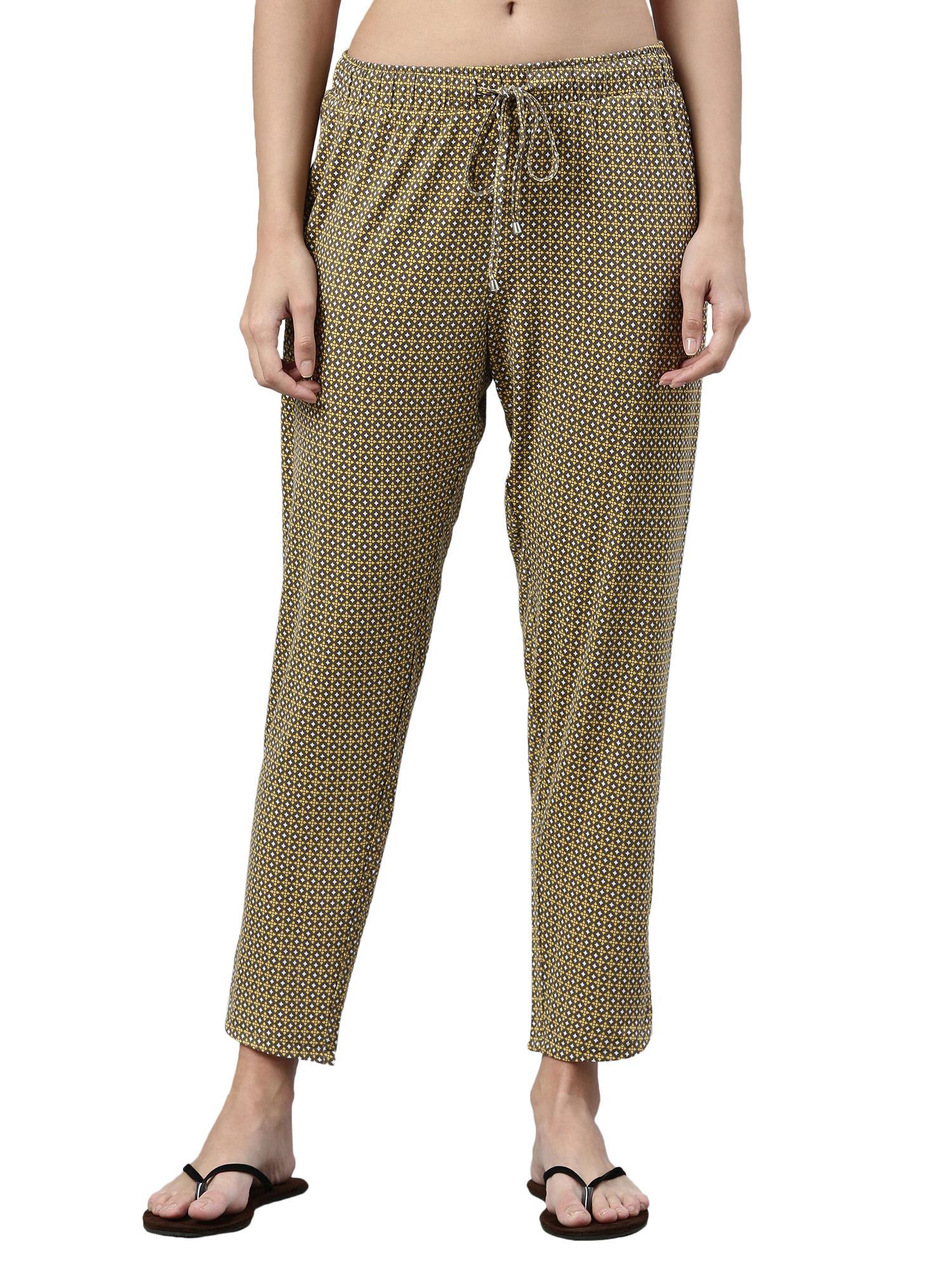 essentials womens e048-mid rise 7/8th relaxed fit lounge pants-mocha - brown