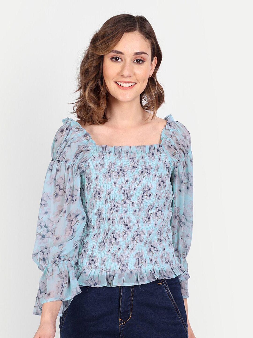 essque floral print georgette blouson top