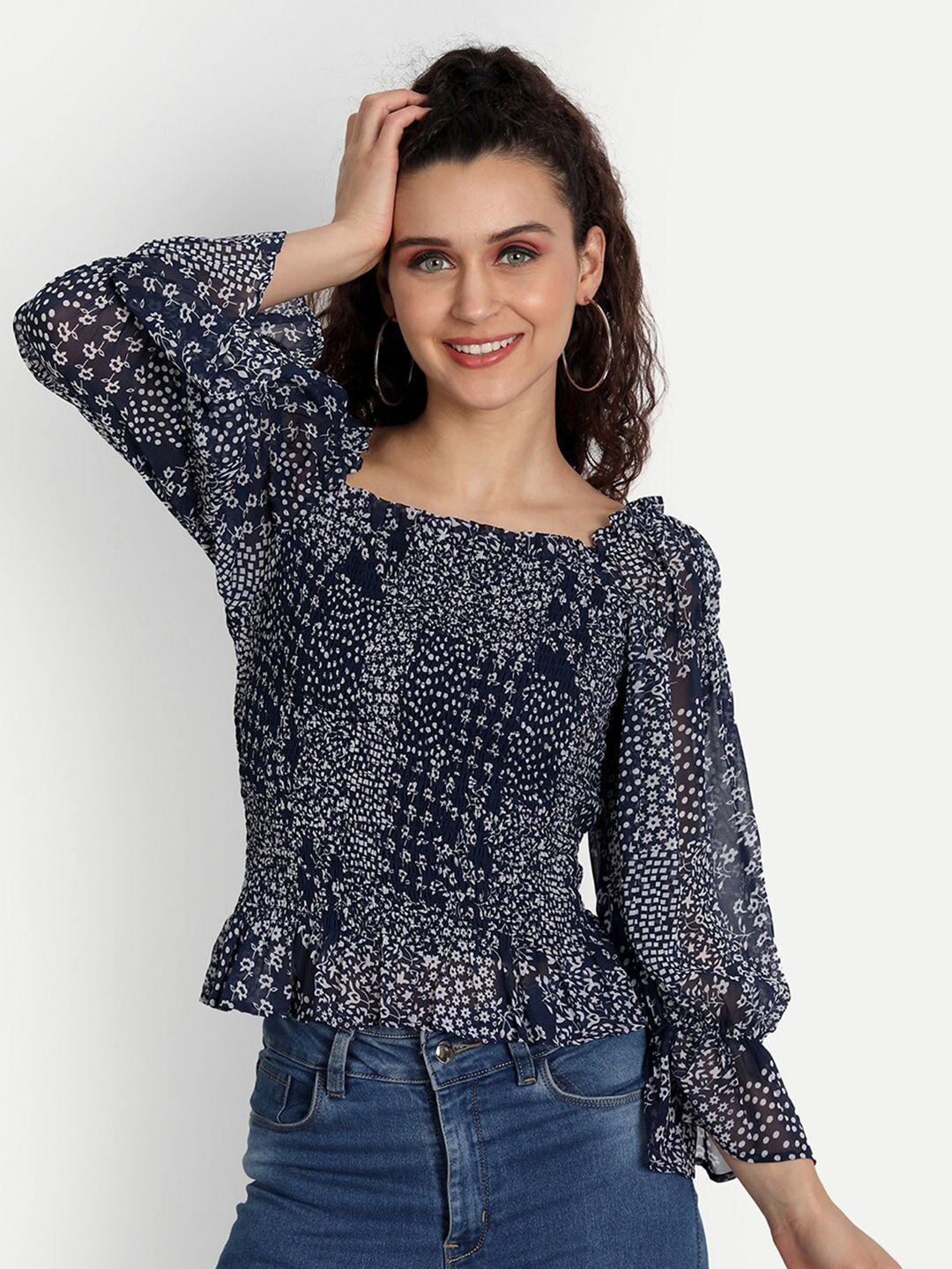essque floral printed puff sleeves top
