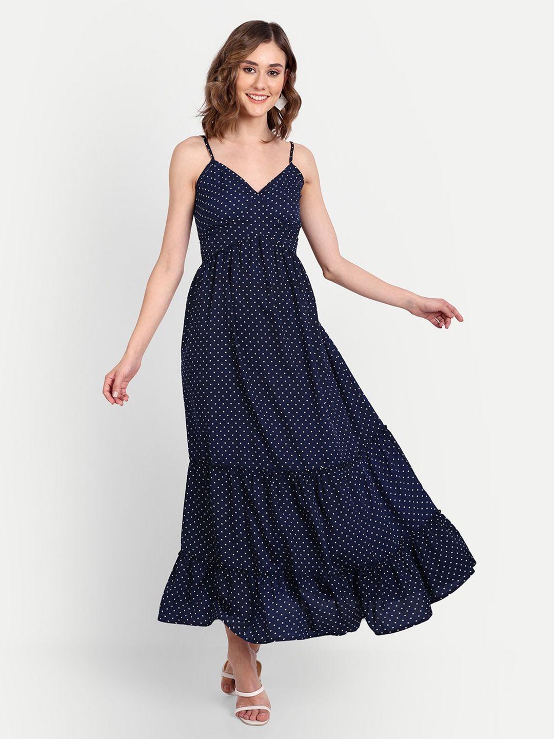 essque shoulder straps polka dot printed crepe maxi dress