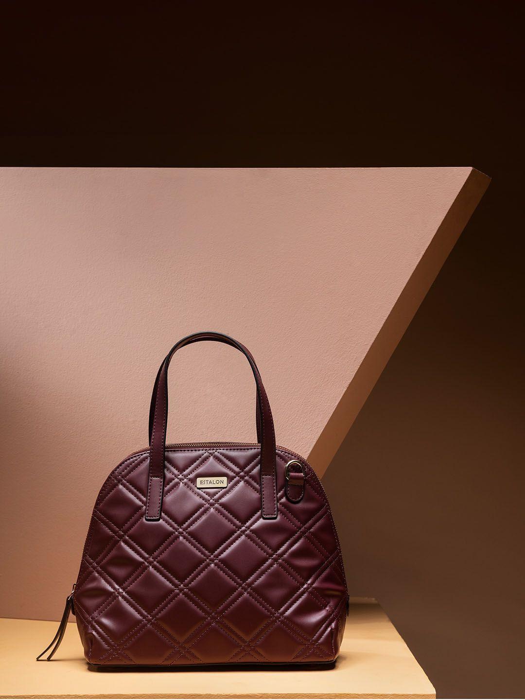 estalon magenta quilted structured handheld bag