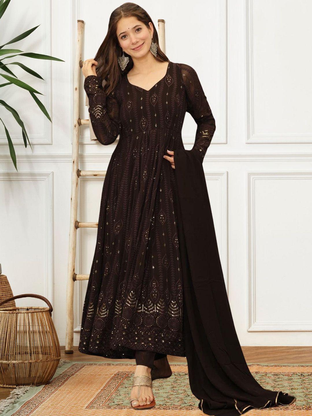 estela ethnic motifs embroidered empire thread work kurta with trousers & dupatta