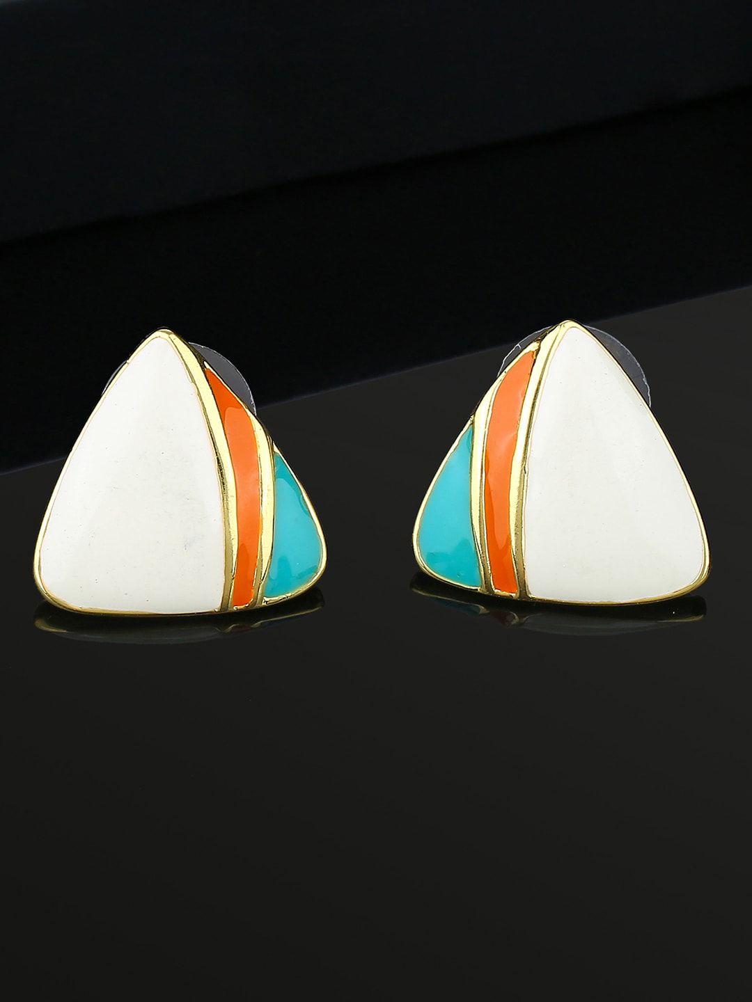 estele gold plated triangular studs earrings