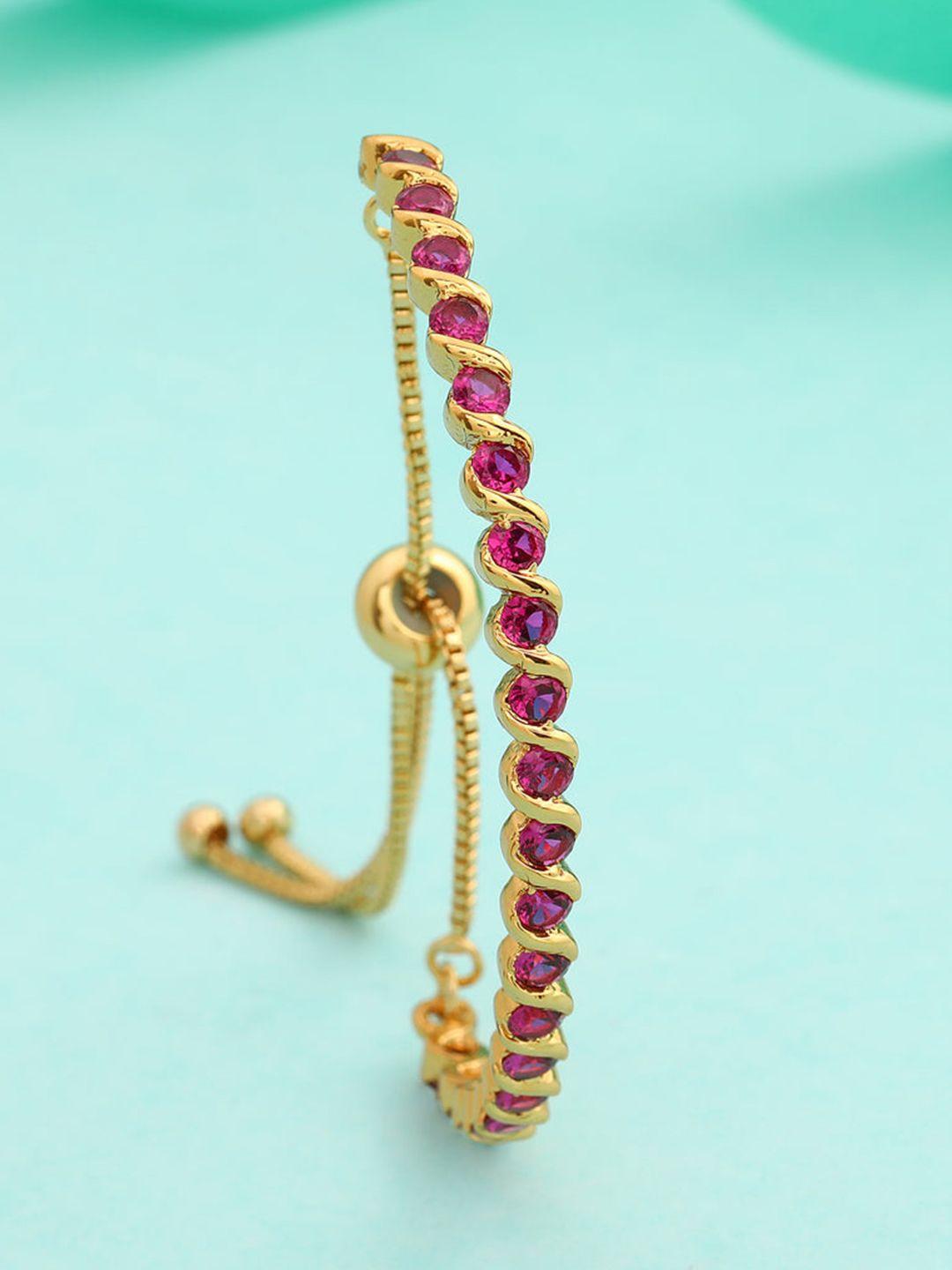 estele gold-plated & red ad studded link bracelet