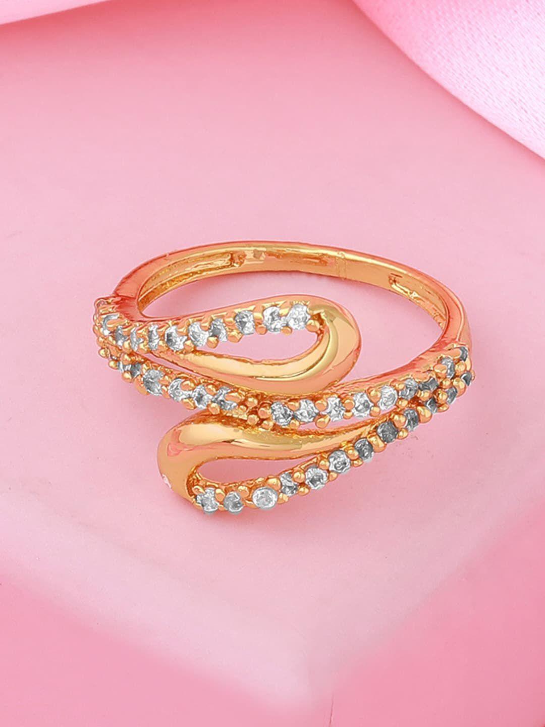 estele gold-plated cubic zirconia-studded finger ring