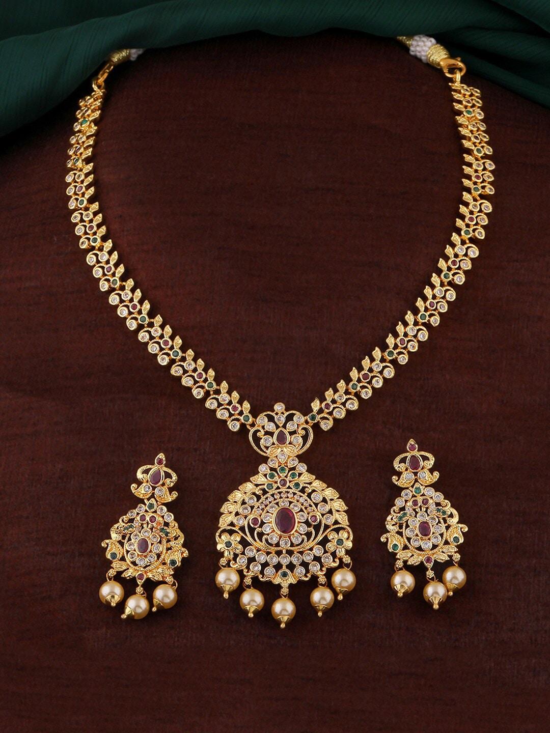 estele gold-plated cz studded jewellery set
