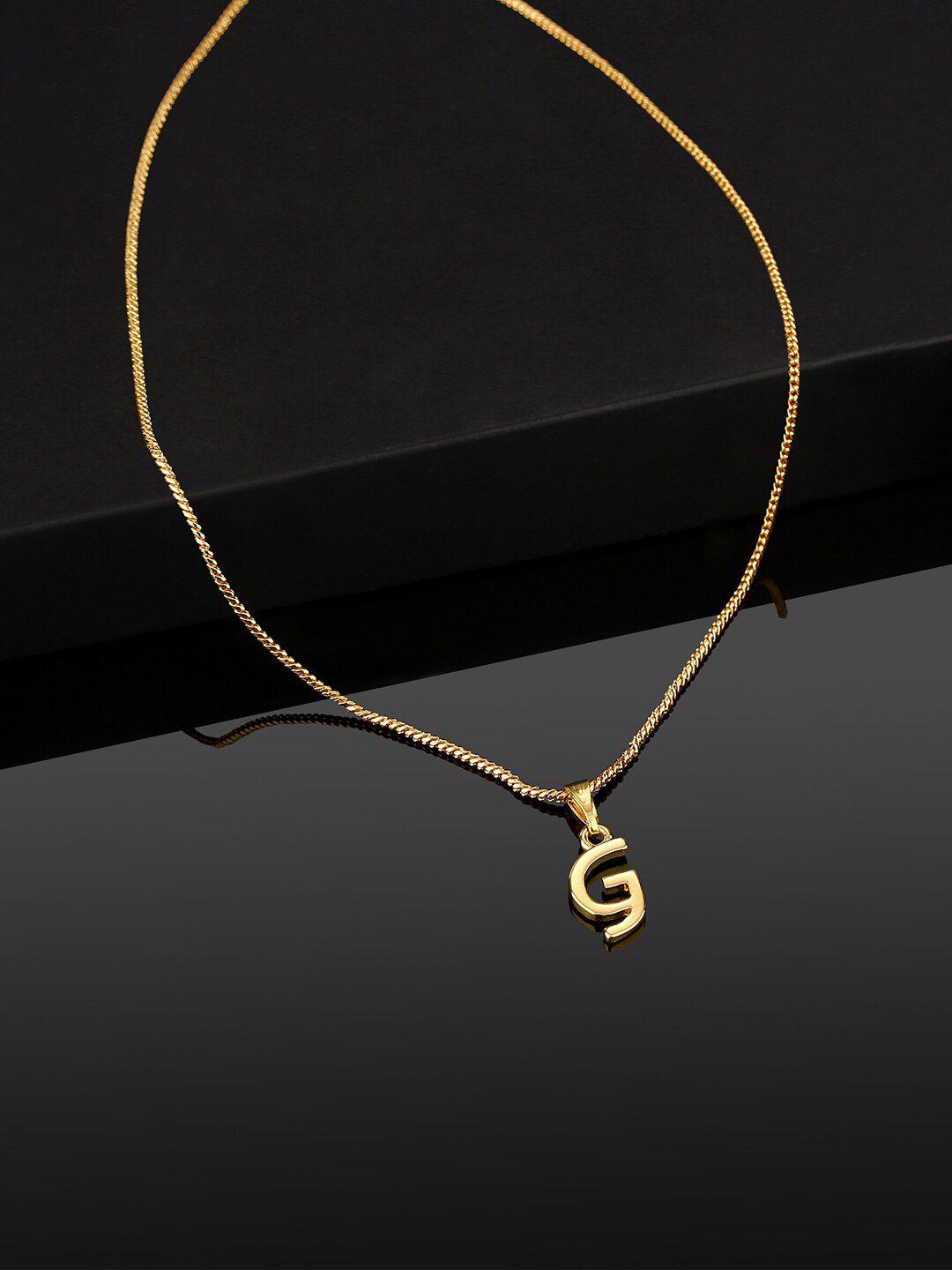 estele gold-plated g-alphabet charm pendant with chain