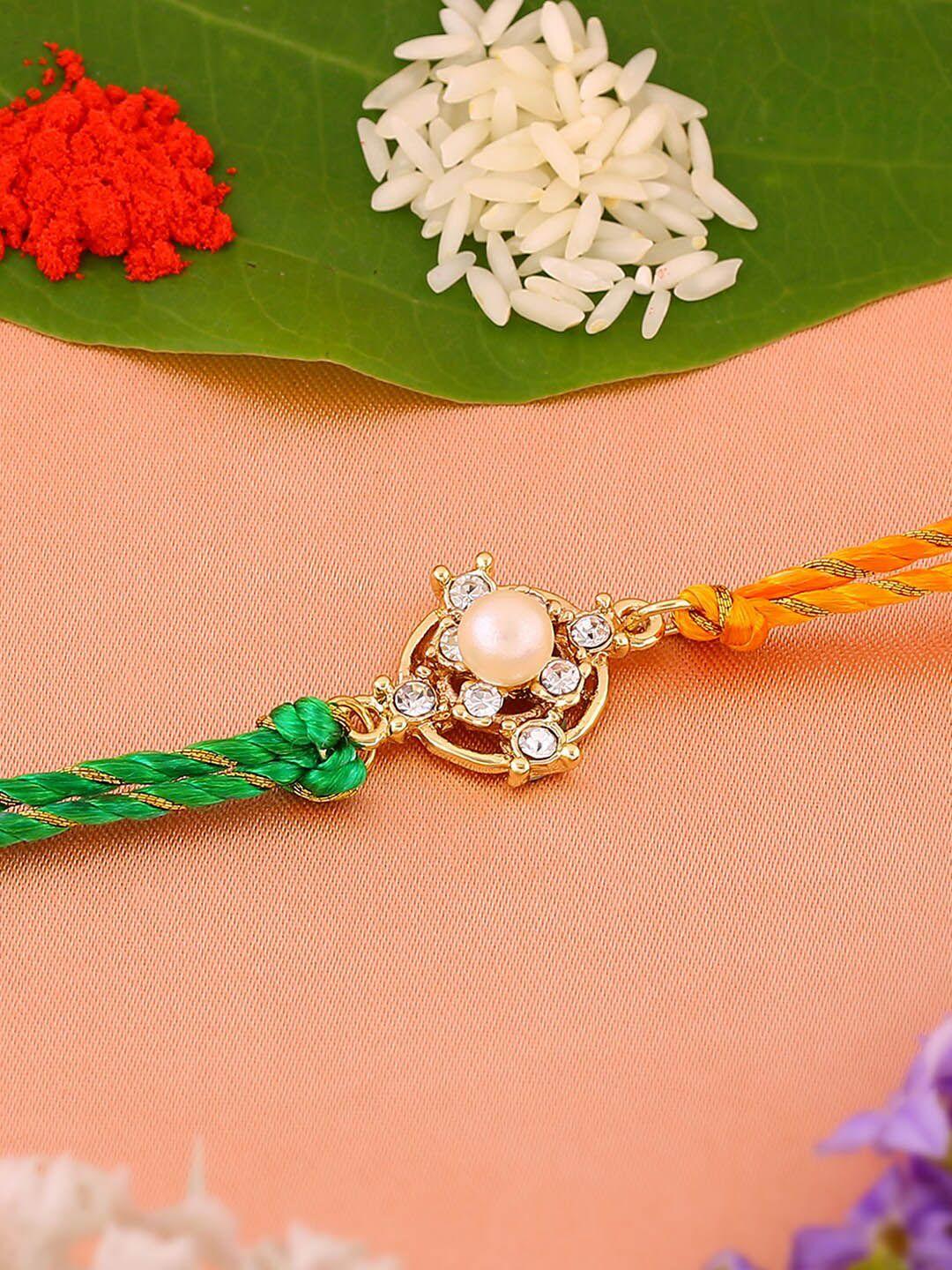 estele gold-plated pearl-studded rakhi