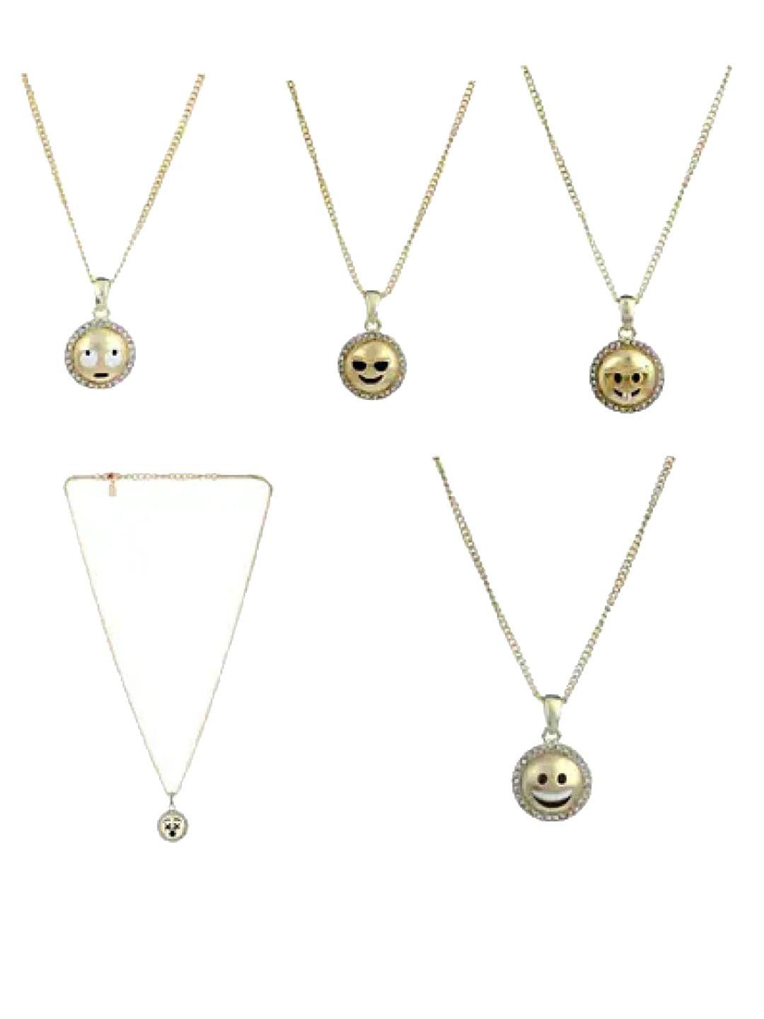 estele gold-plated stone-studded & circular-charm pendant with chain