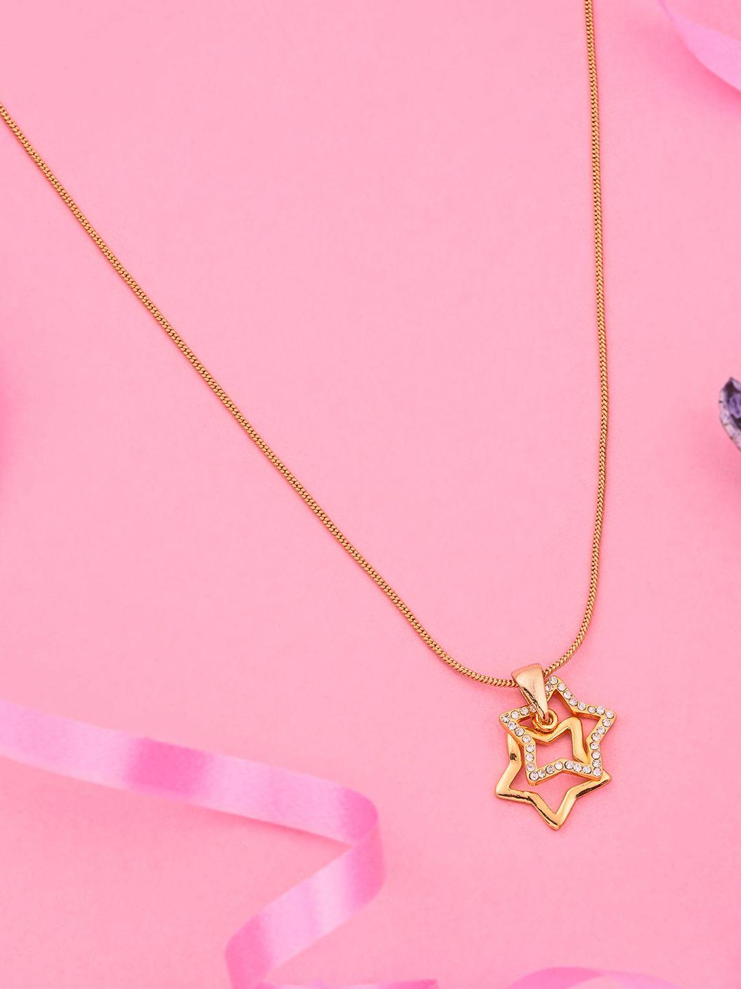 estele gold-plated stone-studded star pendant with chain