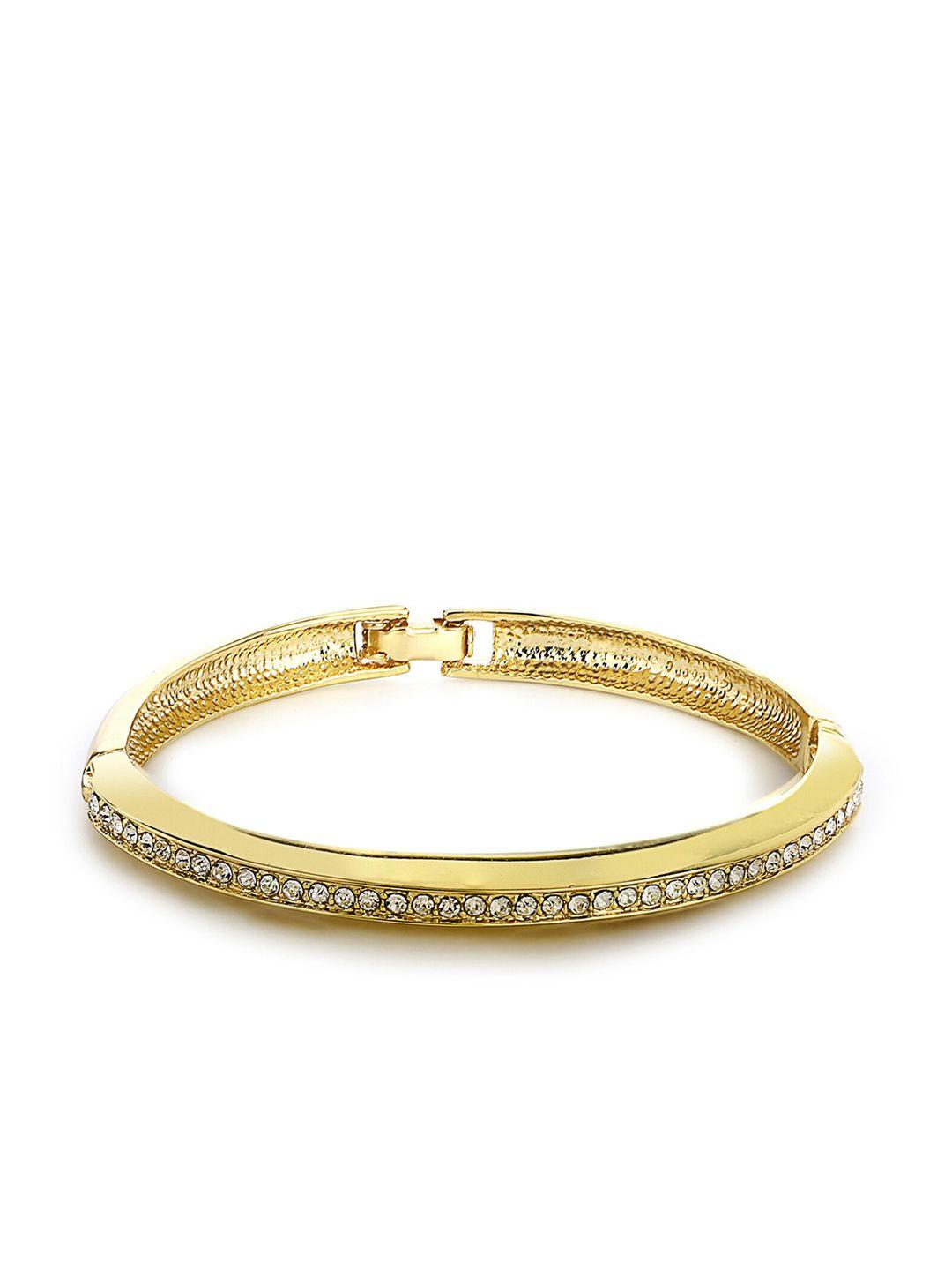 estele gold-plated white ad-studded handcrafted bangle-style bracelet