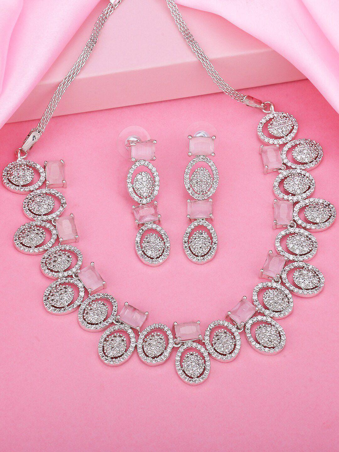 estele rhodium plated cz elegant necklace set